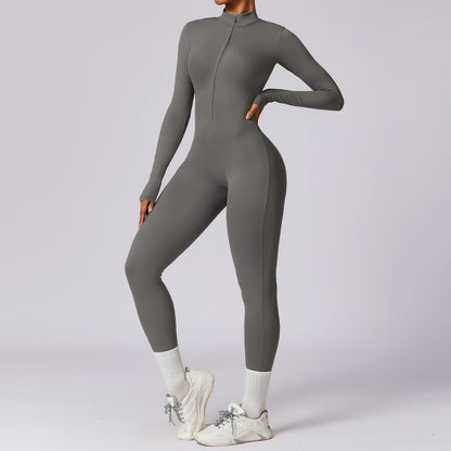 Women's Long-sleeve Zipper Yoga Sports Jumpsuit