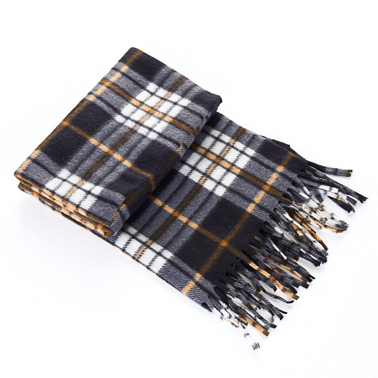 Autumn And Winter Black And White Plaid Plus-sized Thickening Thermal Men's And Women's Scarf