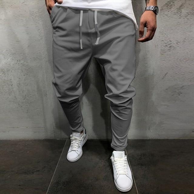 Men's Pants Solid Color Cropped Pants With Elastic Band