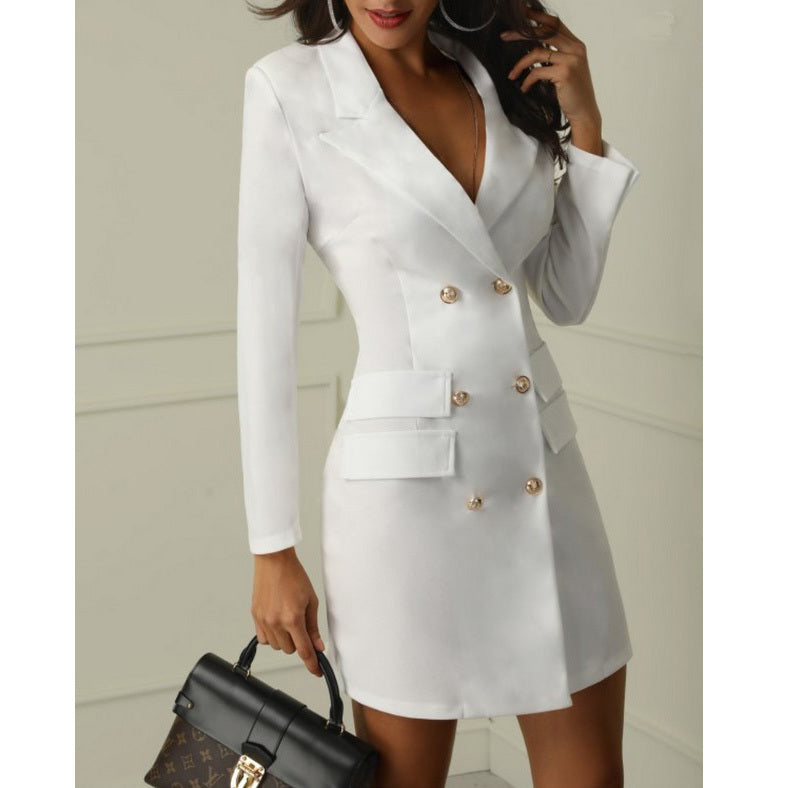 Double breasted coat dress women