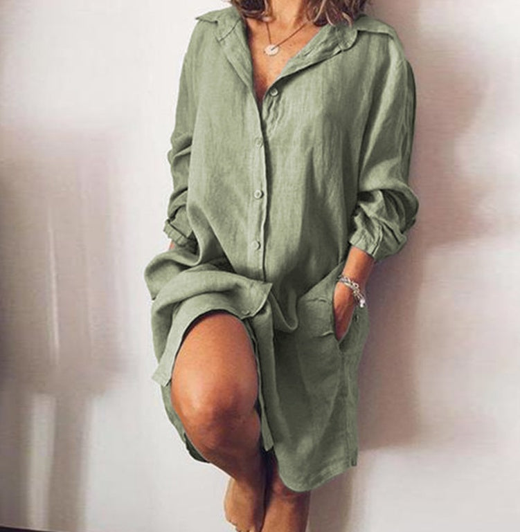 Loose Mid Length Shirts Women Dress Cover-ups Tunics For Mini Dress