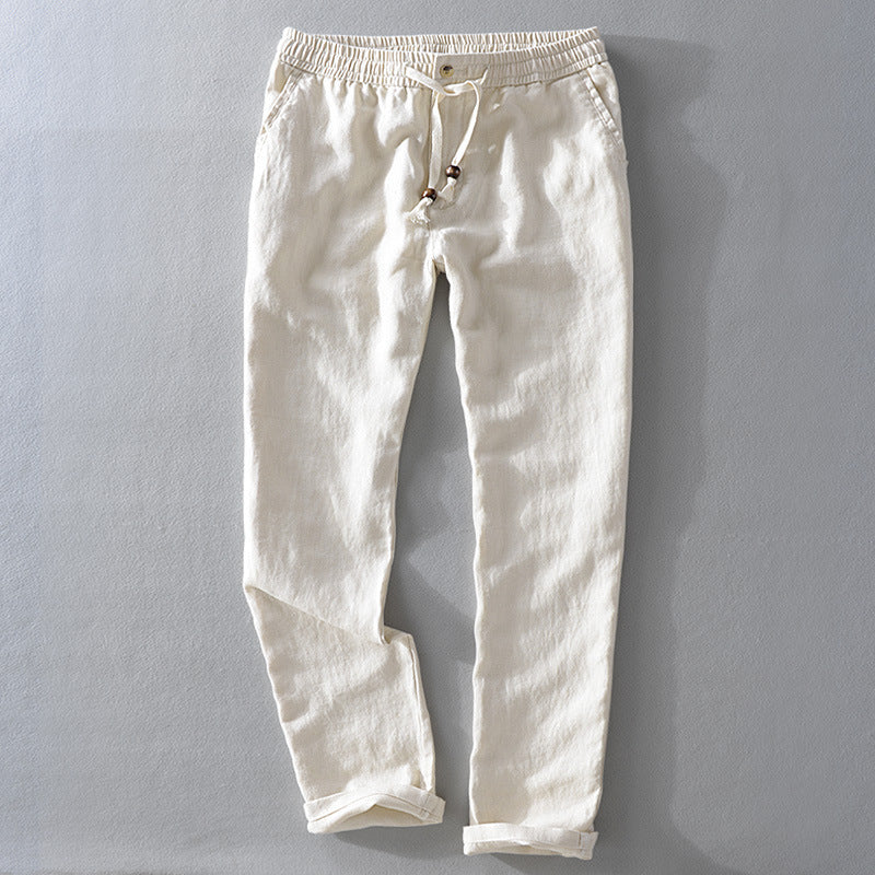 Loose Thin Elastic Waist Linen Pants