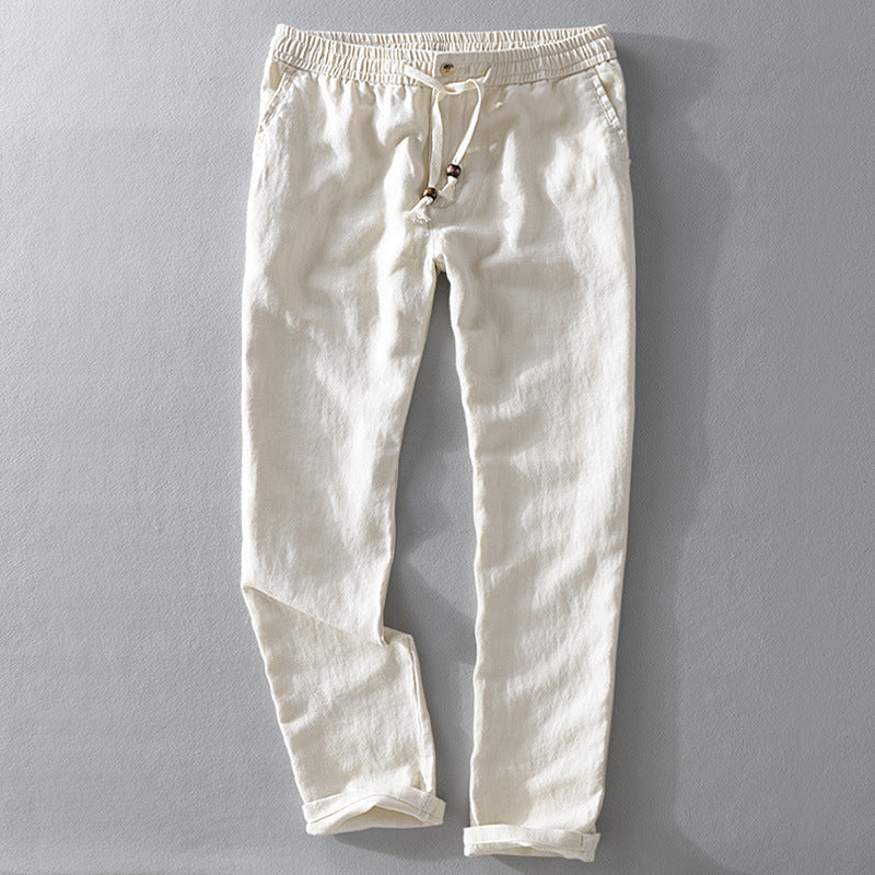 Loose Thin Elastic Waist Linen Pants