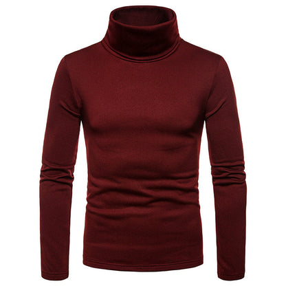 Men's Plus Velvet Warm High Neck Long Sleeve T Shirt Bottoming Shirt