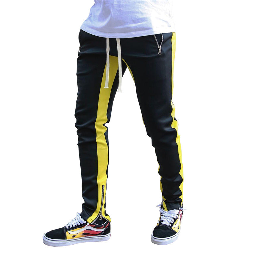 Long Trousers Zipper Men's Trousers Sports Pants Running Pants Double Pocket Zipper Pants