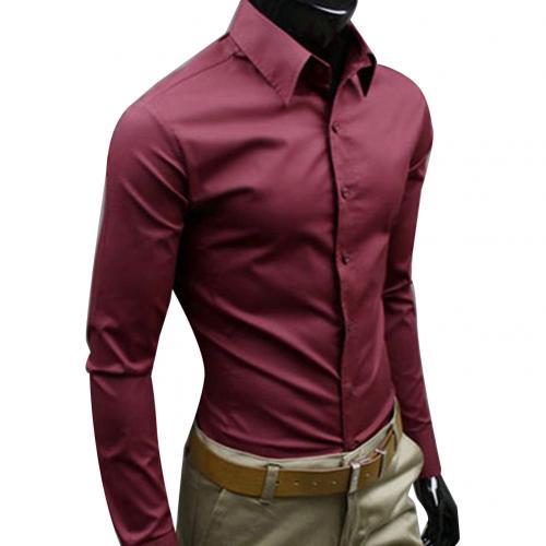 Business Shirt Fashion Candy Color Men's Casual Long-Sleeved Shirt