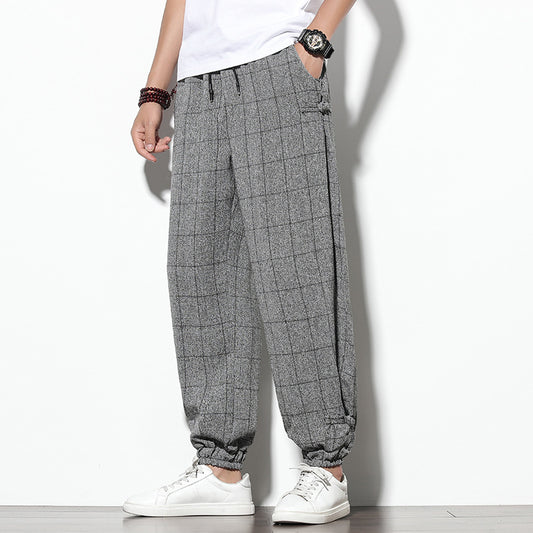 Men's Casual Pants Loose Cropped Trousers Chinese Style