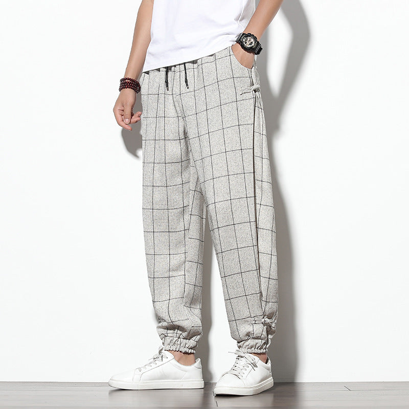 Men's Casual Pants Loose Cropped Trousers Chinese Style