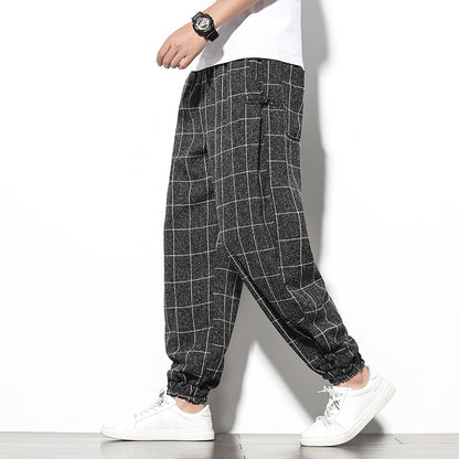 Men's Casual Pants Loose Cropped Trousers Chinese Style