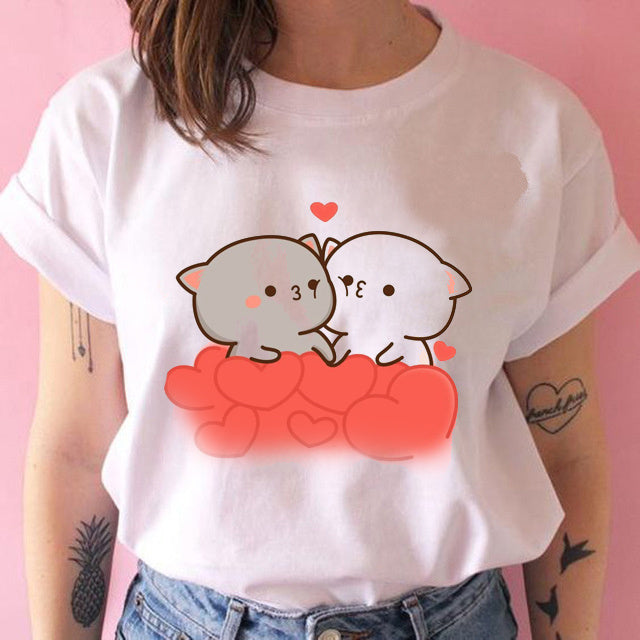 Fashion Women Harajuku Kawaii Women Ullzang Casual Punk Tshirt Funny Cartoon Cute Anime Top Tee Female