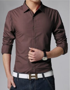 Business Shirt Fashion Candy Color Men's Casual Long-Sleeved Shirt