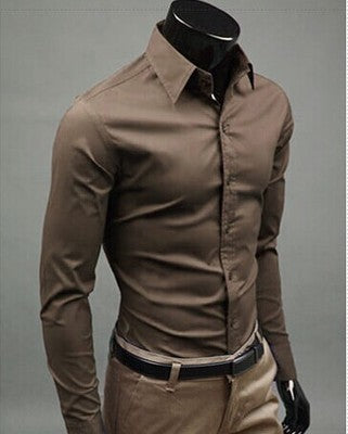 Business Shirt Fashion Candy Color Men's Casual Long-Sleeved Shirt