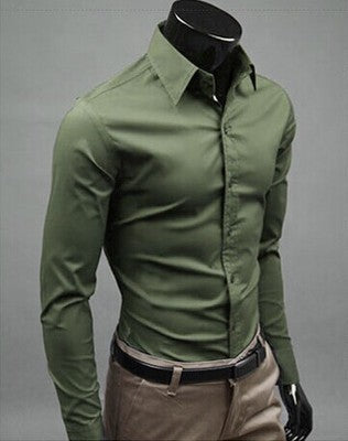 Business Shirt Fashion Candy Color Men's Casual Long-Sleeved Shirt