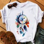 Feather Watercolor Print Women T-shirt