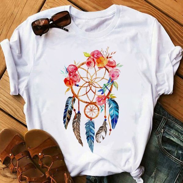 Feather Watercolor Print Women T-shirt