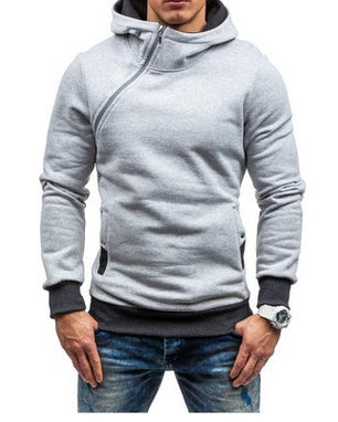 Brand Hoodie Oblique Zipper Solid Color Hoodies Men Fashion Tracksuit Male Sweatshirt Hoody Mens