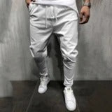 Men's Pants Solid Color Cropped Pants With Elastic Band