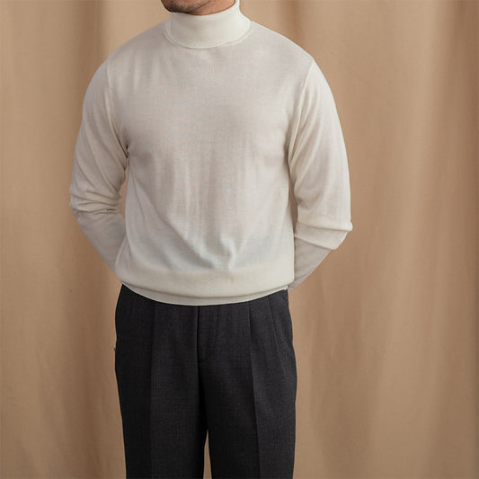 British Commuter Daily Wool Turtleneck Slim-fit Sweater All-matching Warm Bottoming Sweater Trendy Men