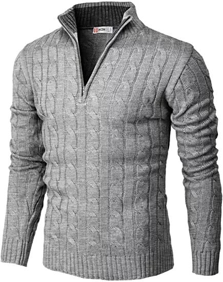 Casual Slim Pullover Long Sleeve Knitted Zip Sweater