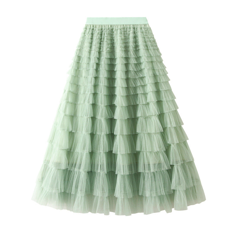 Cake Skirt Women's White Gauze Skirt Pleated Skirt