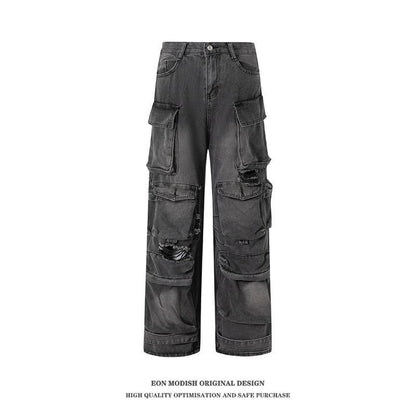 Women's New Cargo Pocket Denim Trousers