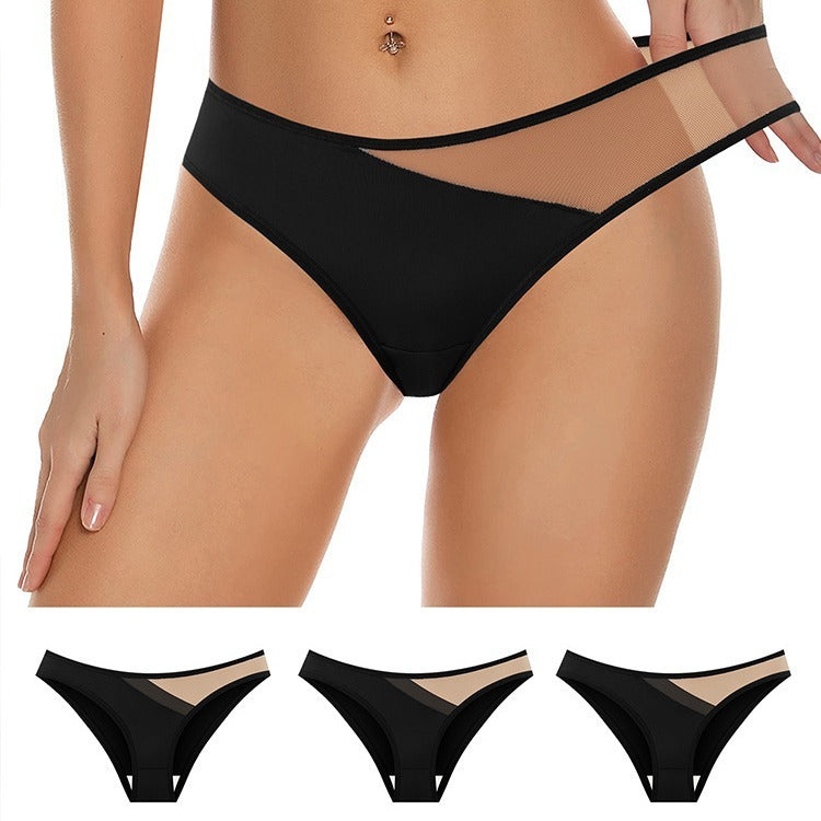 Cutting Mesh Panties Sexy Transparent Seamless Women's Briefs Buttocks Lifting Panties