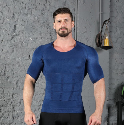 Male Chest Compression T-shirt Fitness Hero Belly Buster Slimming