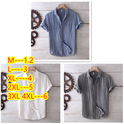 Men's Fashion Solid Color Retro Distressed Linen Shirt