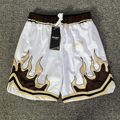 Flame Double Layer Mesh Style For Sports Shorts Men