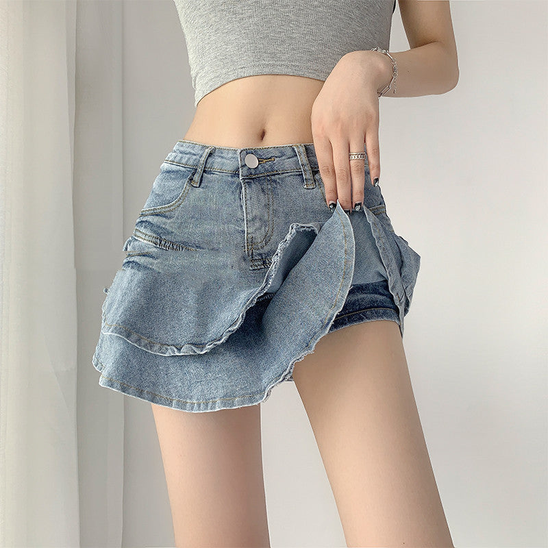 Women's White High Waist Denim Skirt