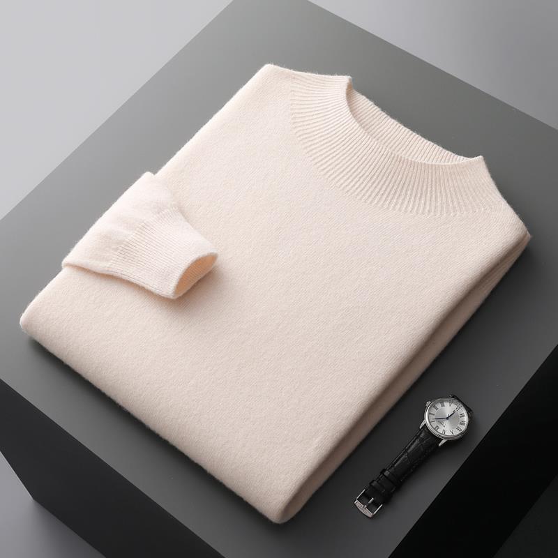 Half-collar Wool Sweater Men's Solid Color Knitted Sweater