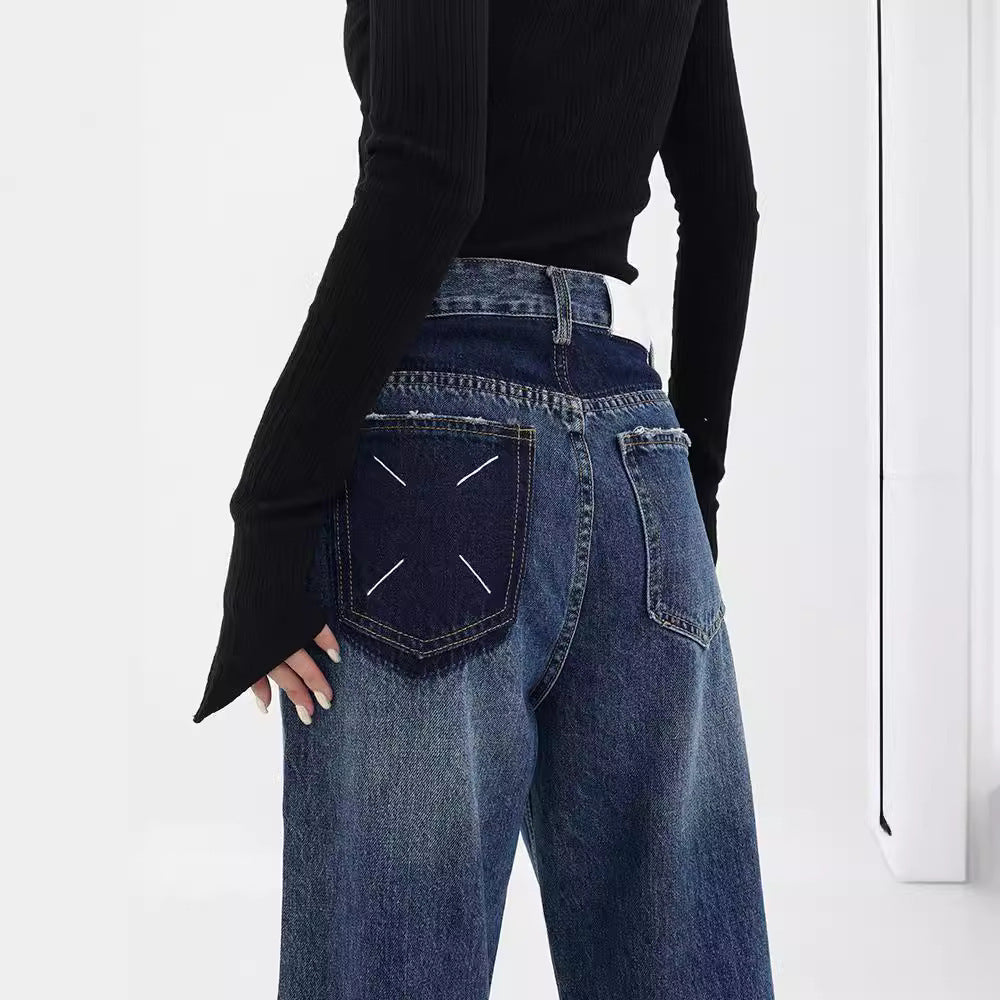 Women's Wide-leg Jeans Loose High Waist Drooping