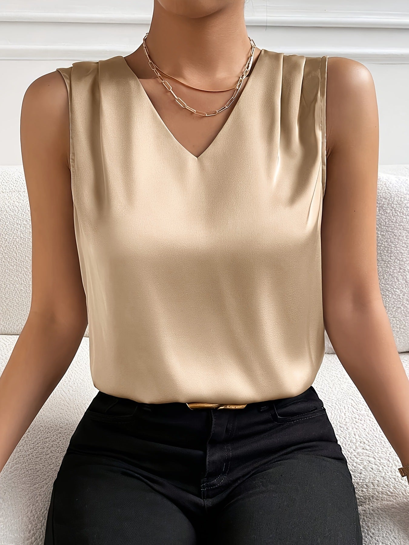 Women's Satin Temperament Commute Vest Bottoming Top