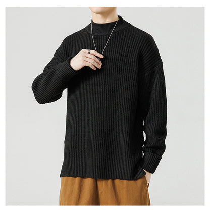 Half High Necked Sweater For Men's Casual Knitwear Outerwear