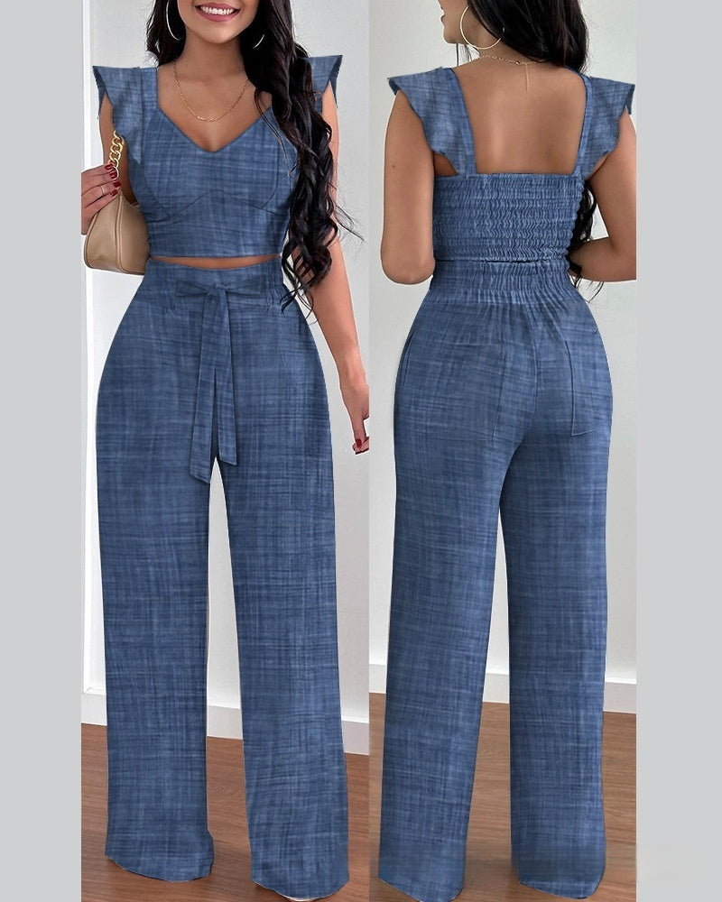 Fashion Suspenders Two-piece Suit Women's Clothing