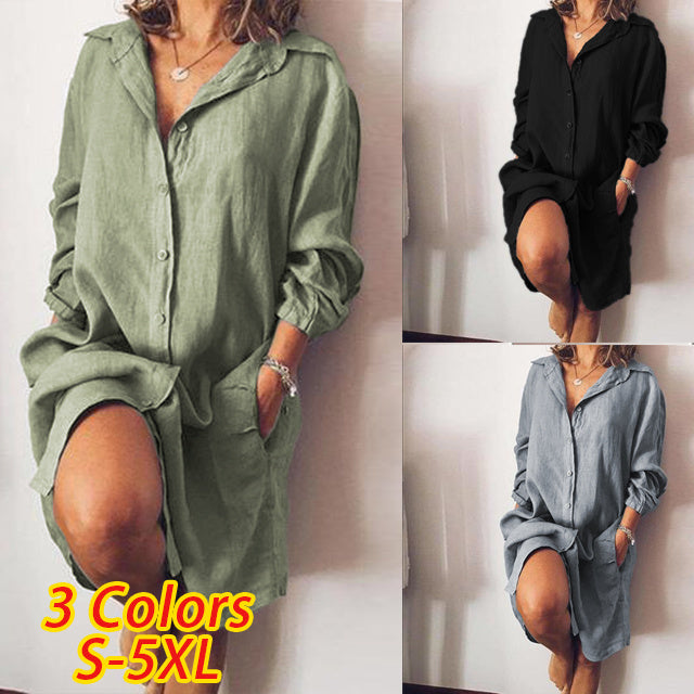 Loose Mid Length Shirts Women Dress Cover-ups Tunics For Mini Dress