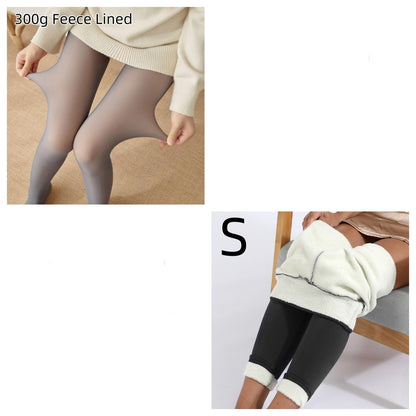 Fleece-lined Thickened Sheer Tights Leggings Transparent One-piece Pantyhose Superb Fleshcolor Pantynose