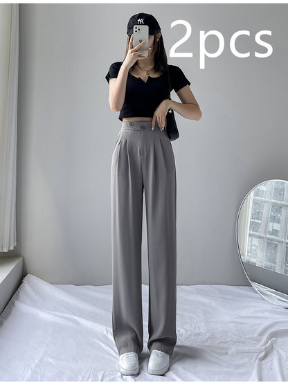 Women's New High Waist Loose Drape Suit Wide Leg Pants