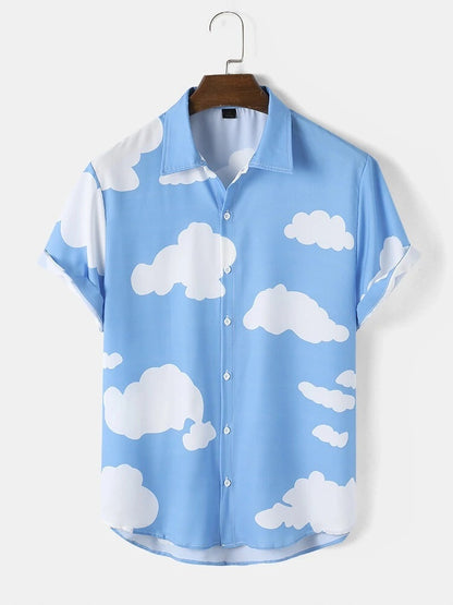 Men's Casual Multi-cloud Short-sleeved Shirt