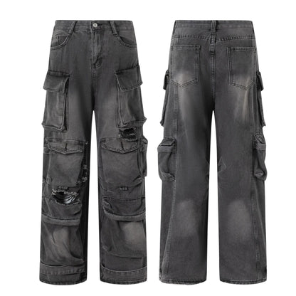 Women's New Cargo Pocket Denim Trousers