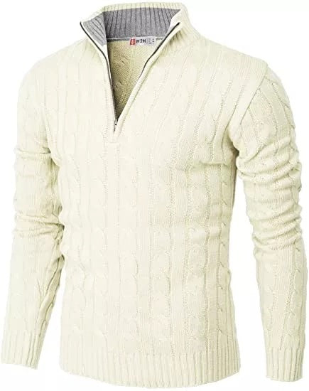 Casual Slim Pullover Long Sleeve Knitted Zip Sweater