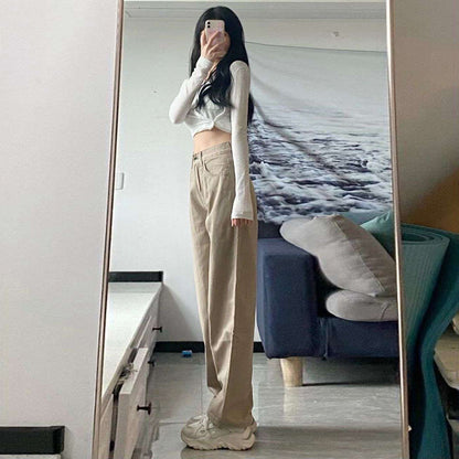 High Waist Wide Leg Jeans Ins Retro Loose Straight Mopping Pants