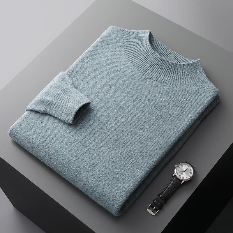 Half-collar Wool Sweater Men's Solid Color Knitted Sweater