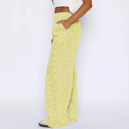 Fashion Casual Striped Trousers Striped Printed Wide Leg Trousers