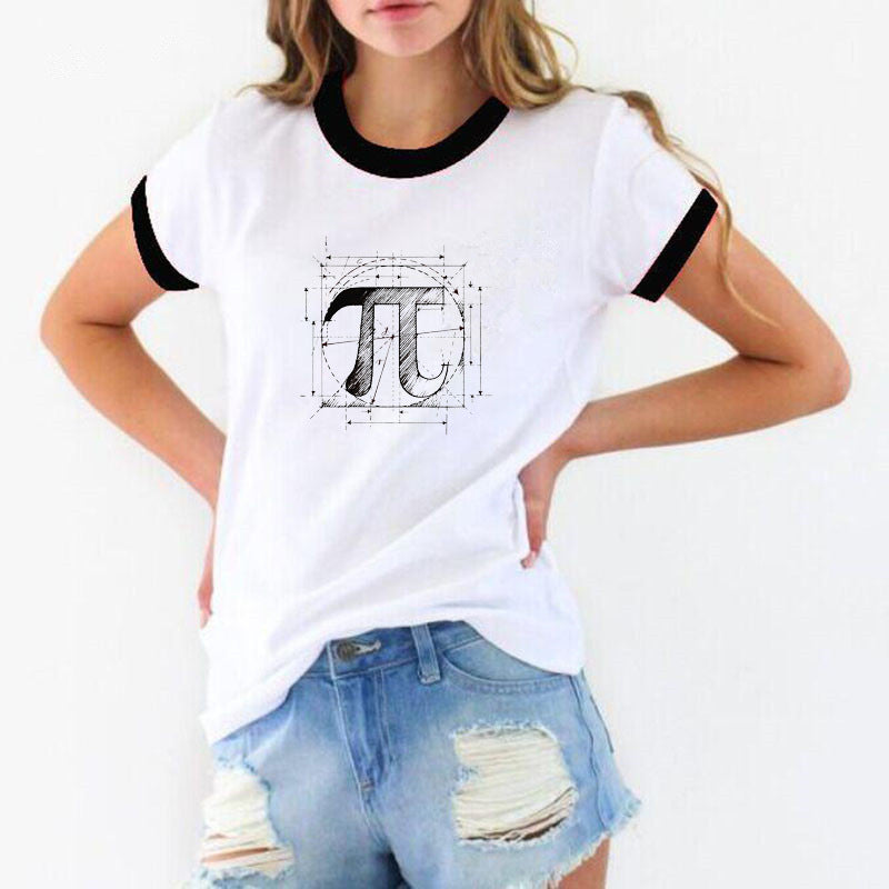 Fashion Ladies White Printed Short Sleeve T-Shirt