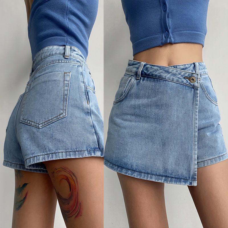 Anti-exposure Irregular Denim Skirt