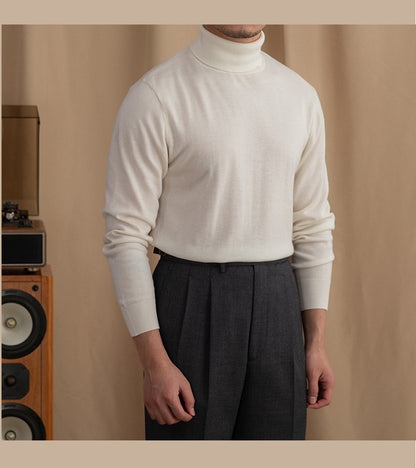 British Commuter Daily Wool Turtleneck Slim-fit Sweater All-matching Warm Bottoming Sweater Trendy Men