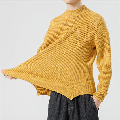 Half High Necked Sweater For Men's Casual Knitwear Outerwear