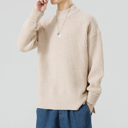 Half High Necked Sweater For Men's Casual Knitwear Outerwear