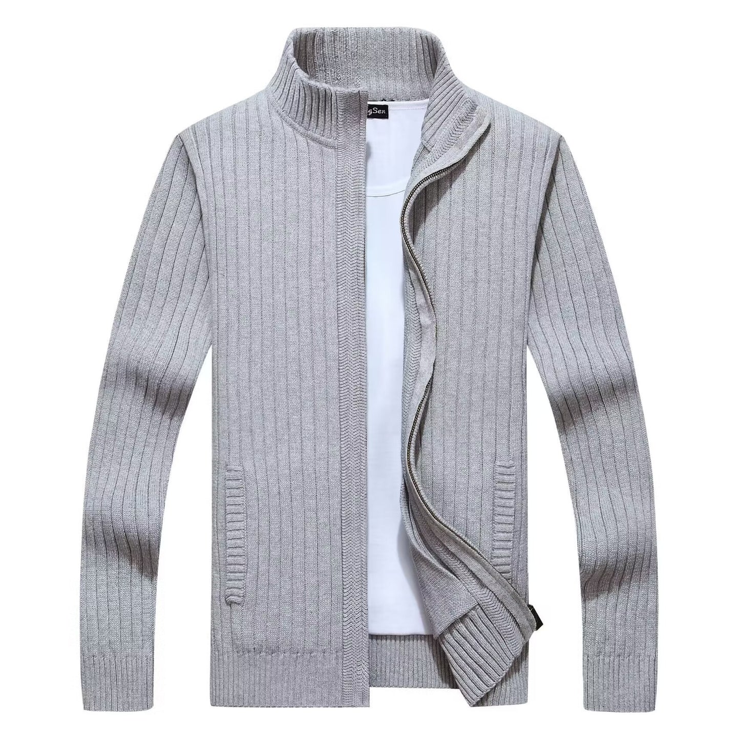 Zipper Outerwear Sweater Coat For Men Fleece-lined Thickened Winter